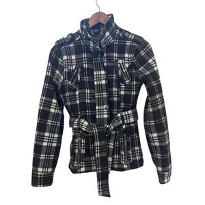 Jou Jou Black and White Flannel Zip Up Winter Coat